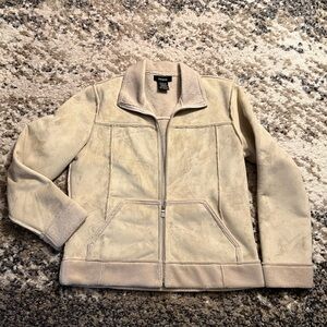 Eivissa Cream Faux Shearling Zip Jacket Size L Cozy Fleece Coat
